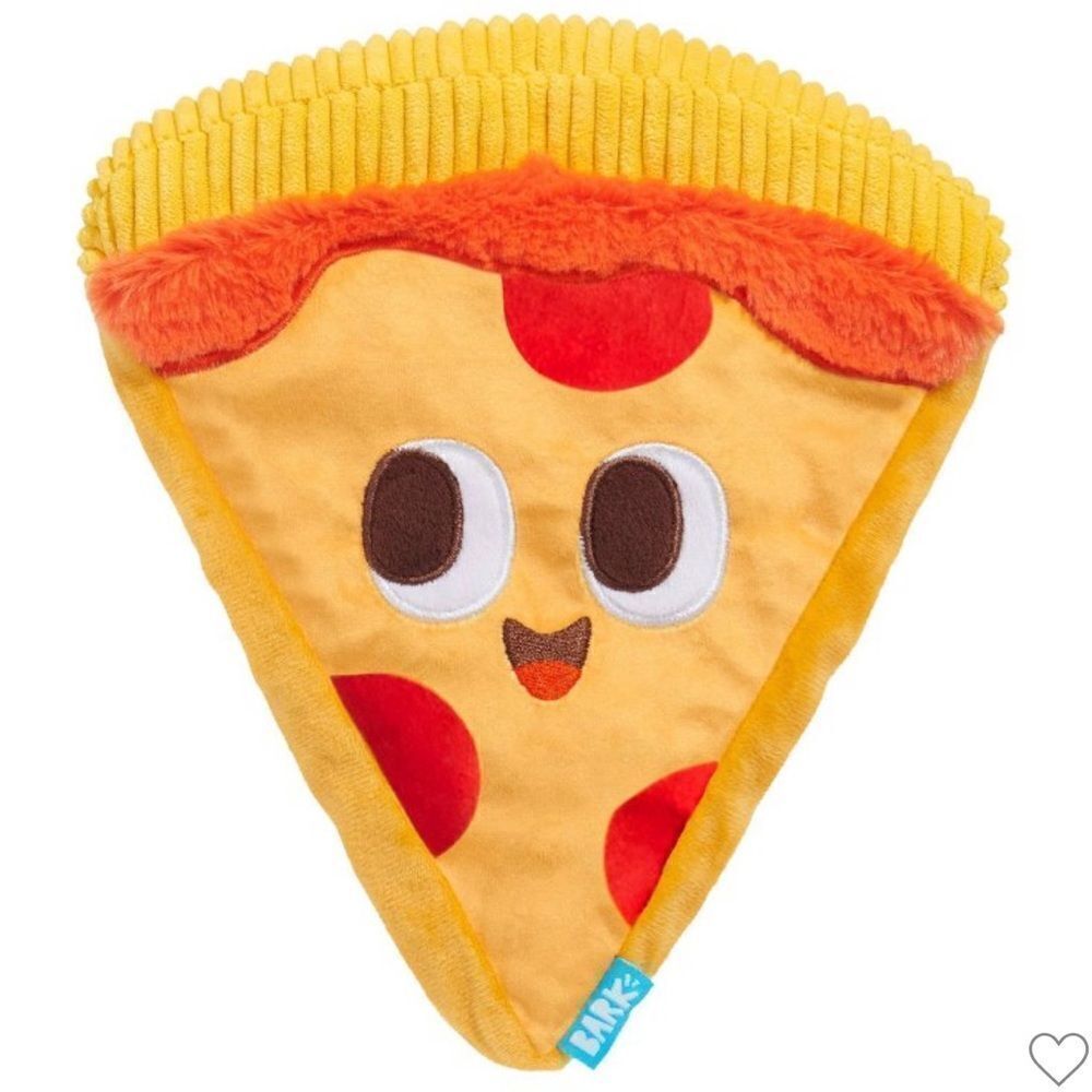 BARK All dog sizes Squeaky Plush Corduroy Faux Fur Pizza Slice Dog Toy